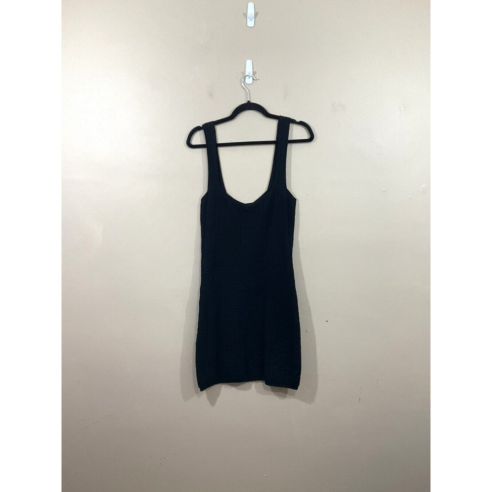 Free People Beach Womens Textured Mini Dress M Black Cover Up Minimalist Bodycon
